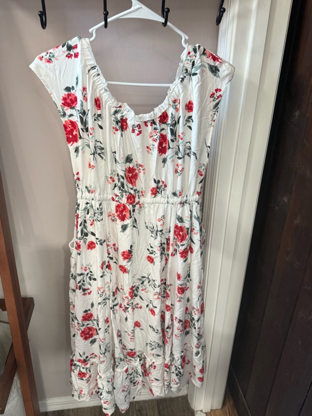 TORRID White Floral Summer Dress with Red Roses